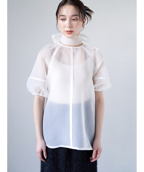 新品 ELLIE ボリュームスリーブブラウス【WHITE】 ボリュームスリーブショートニット【WHITE】 – ELLIE