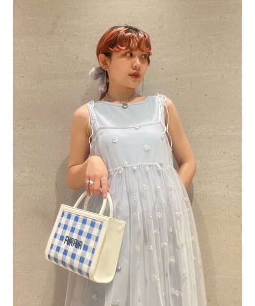 ワンピース グリッターハート刺繍キャミワンピース レディース 