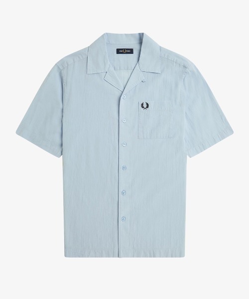 トップス fredperry Lightweight Texture Shirt Textured Zip-Through Overshirt - Limestone / 1964 Gold