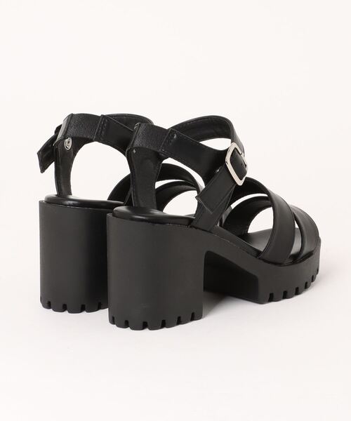 サンダル 「ZIPPER」 厚底アンクルストラップサンダル