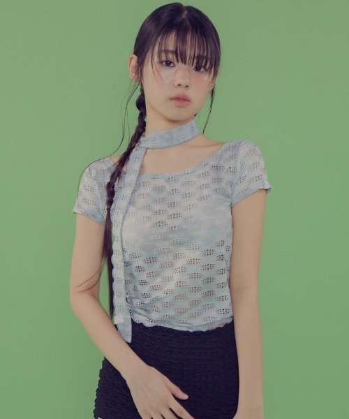 tシャツ A'GEM/9 × .kom 「 FANCY CLUB/ファンシークラブ」 MILKY WAY SCARF TEE/スカーフ 半袖カットソー FANCY CLUB tシャツ A'GEM/9 × .kom 「 CLUB/ファンシークラブ