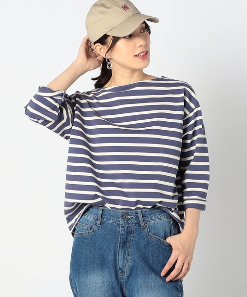 tシャツ 日本製　デラヴェ 天竺ボーダーカットソー　シーズンカラー レディース