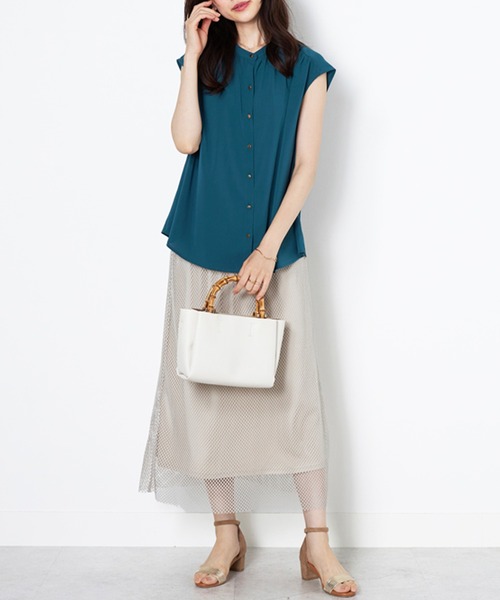 美品 カデュネ フレンチスリーブ サイルリボンブラウス オーバーサイズ レディース SIZE 36 (S) CADUNE 中古 美品 カデュネ CADUNE フレンチスリーブ サイルリボンブラウス