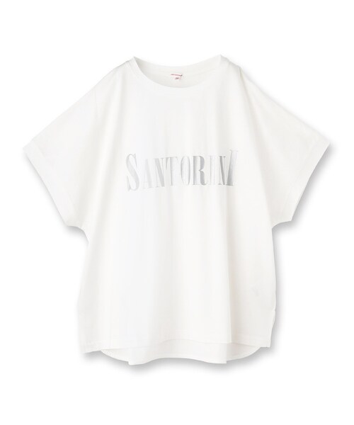 tシャツ 「洗える／日本製」ロゴTシャツ レディース DRESSTERIOR tシャツ SANTORINI箔ロゴTシャツ レディース