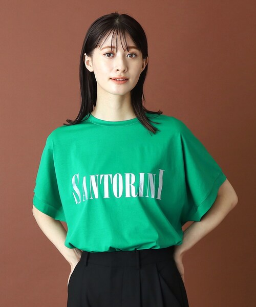 tシャツ 「洗える／日本製」ロゴTシャツ レディース DRESSTERIOR tシャツ SANTORINI箔ロゴTシャツ レディース