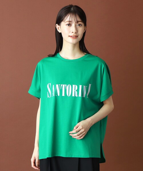 tシャツ スピンロゴ L/S Tシャツ レディース DRESSTERIOR tシャツ SANTORINI箔ロゴTシャツ レディース