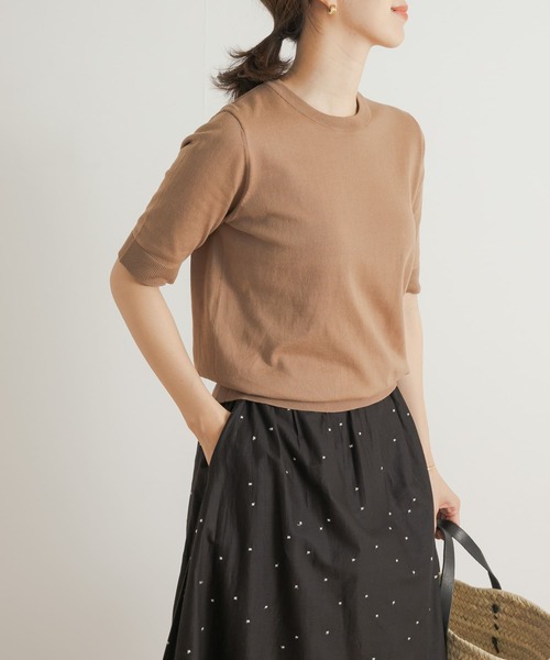 「URBAN RESEARCH DOORS」 半袖ニット MEDIUM ブラック レディース URBAN RESEARCH DOORS 「URBAN DOORS」 半袖ニット MEDIUM