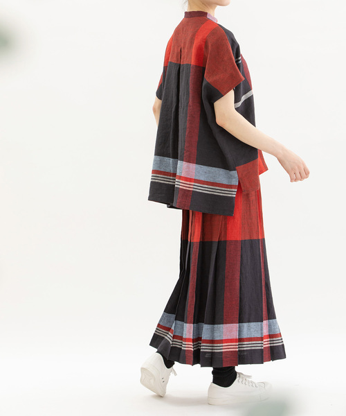 美品☆nop de nod Cielリネンパネルチェックスタンドカラーシャツ 楽天市場】Cielリネンパネルチェックスタンドカラーシャツ
