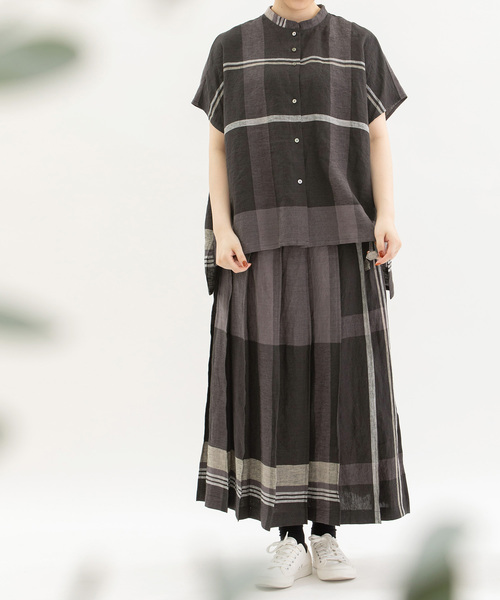 美品☆nop de nod Cielリネンパネルチェックスタンドカラーシャツ 楽天市場】Cielリネンパネルチェックスタンドカラーシャツ