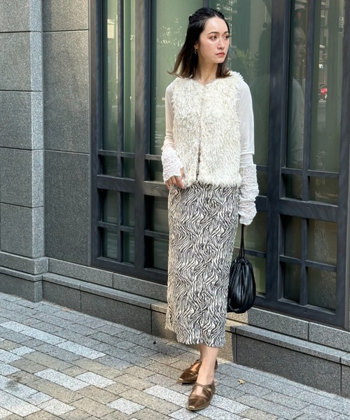 deux amour ベスト ジレ フリンジファ―ベスト レディース : ZOZOTOWN