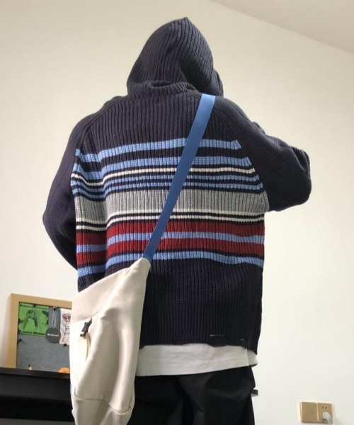 【お値下げ】エムズグレイシー　ボーダーニットパーカー　size40 セール】ボーダー ジップ ニット パーカー 羽織り レディース（ニット