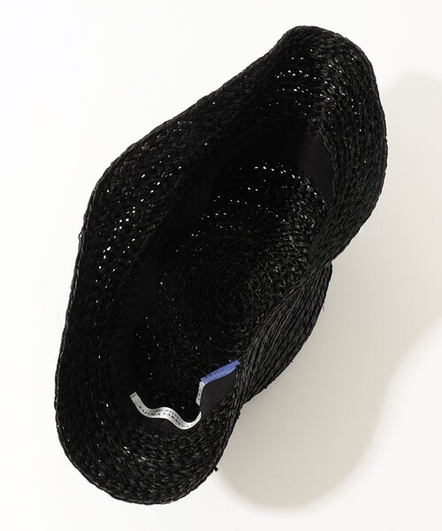 美品 KIJIMA TAKAYUKI ブリムレスハット 麦わら帽子 ブラック KIJIMA TAKAYUKI(キジマタカユキ) ワイドブリムソフトハット