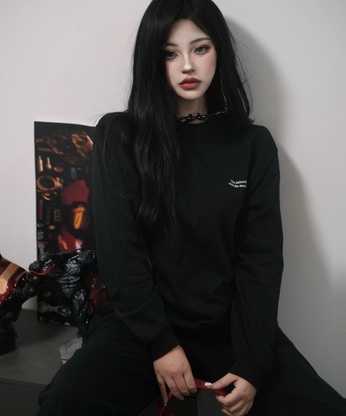 【新品タグ付き】日本製美ライントレーナー　黒 トレーナー スウェット 「Good Riddance」ノームコア ワンポイント