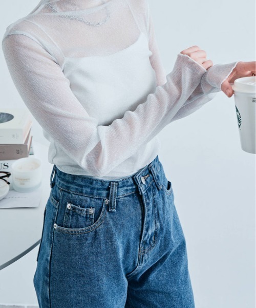 tシャツ ラメのきらめきで魅せる、大人可愛いシースルートップス