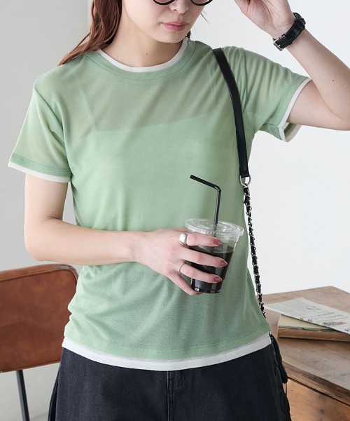 tシャツ ESTNATION / シアーテレコレイヤー Tシャツ レディース ESTNATION tシャツ / シアーテレコレイヤー Tシャツ レディース