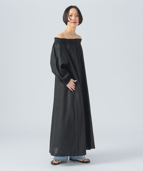 ★未使用★un dix cors ブラウンオフショルダーリネンワンピース ☆未使用☆un dix cors ブラウンオフショルダーリネンワンピース