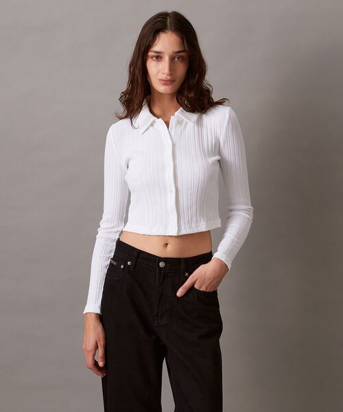 Calvin Klein（カルバン・クライン） tシャツ ポロリブスリムトップ