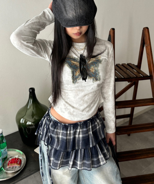 スカート 「Good Ridance」2WAY チェック ティアード ミニ レイヤード