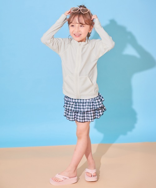 ラッシュガード UVカット 無地＆柄 長袖ジップラッシュガード キッズ 子供 男の子 女の子 | devirock | 23