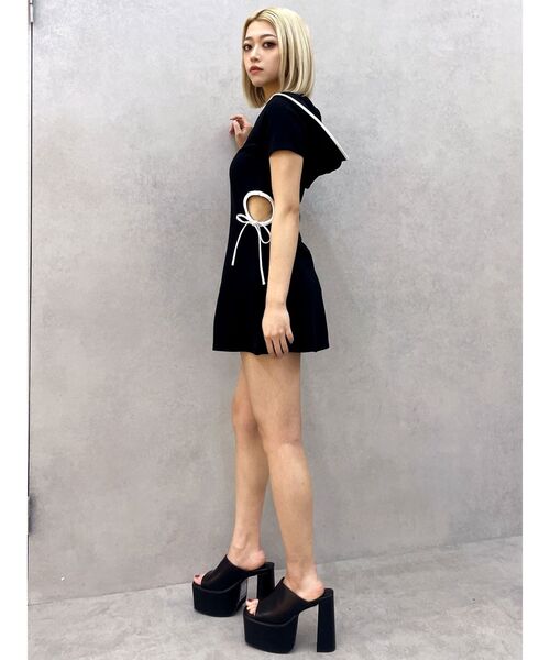 GYDA フード付きノースリーブパーカーワンピース ジェイダ GYDA ダメージノースリーブパーカー （グレー