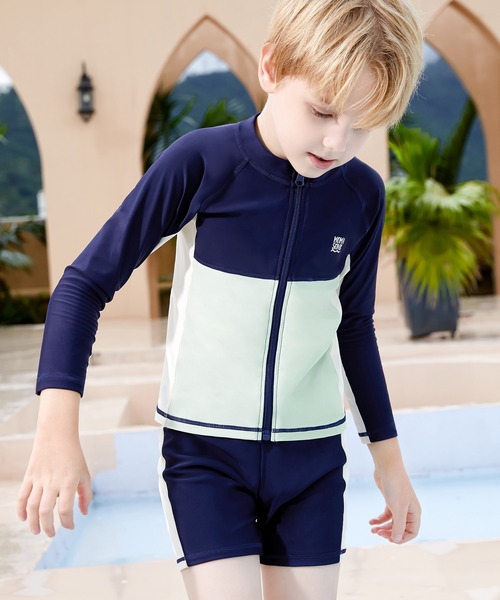 TeddyShop（テディショップ） 水着 キッズ水着 長袖配色ラインラッシュ