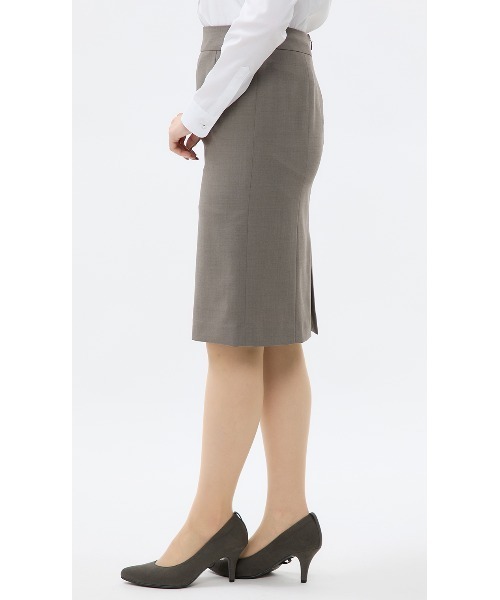 【レディース】タイトスカート/ベージュ/シンプル/無地/デザイン AOYAMA スカートスーツ 「超ストレッチ/UVカット/防シワ」美