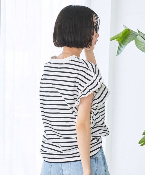 tシャツ ボーダーフリルトップス レディース coen tシャツ ボーダーフリルカットソー レディース : ZOZOTOWN