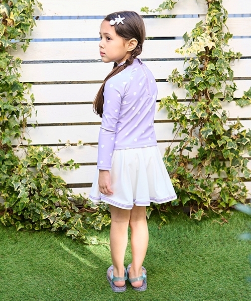 ラッシュガード 「SWIM」「UV加工」ハート柄ラッシュガード＆プリーツ