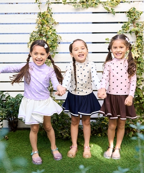 ラッシュガード 「SWIM」「UV加工」ハート柄ラッシュガード＆プリーツ