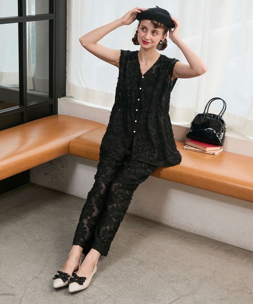 BONLECILL noir パンツドレス 「BONLECILLnoir」フラワーフリンジ