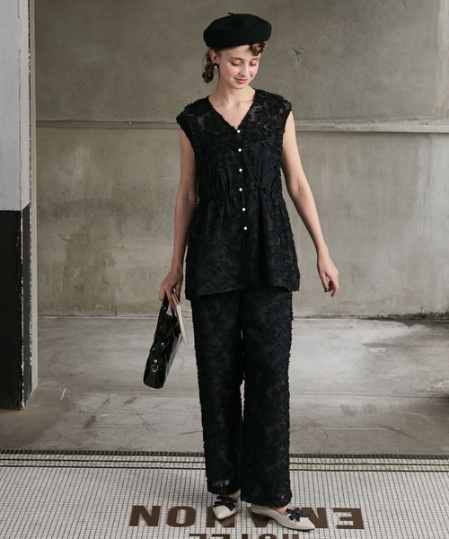 BONLECILL noir パンツドレス 「BONLECILLnoir」フラワーフリンジ