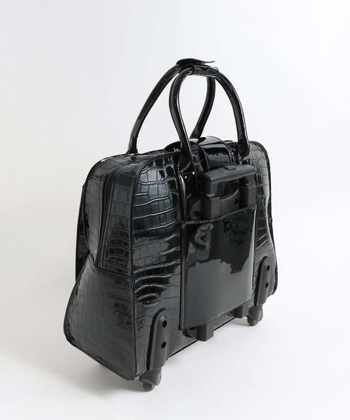 【美品】クーコ クロコ型押し キャリーバッグ レザー エレガント 綺麗 4輪 美品】クーコ クロコ型押し キャリーバッグ レザー エレガント