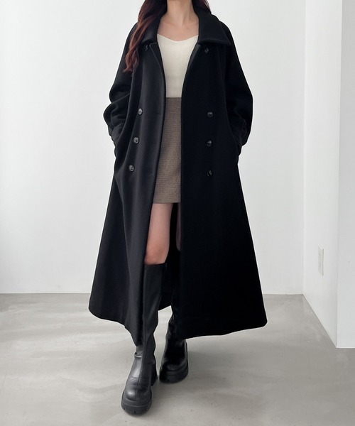 ESSAY ブラック ステンカラーコート ロングコート Rocky Monroe（ロッキーモンロー） ステンカラーコート コート