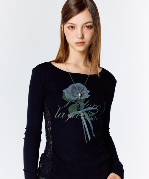 tシャツ L15 LACE SLIM T-SHIRT レディース
