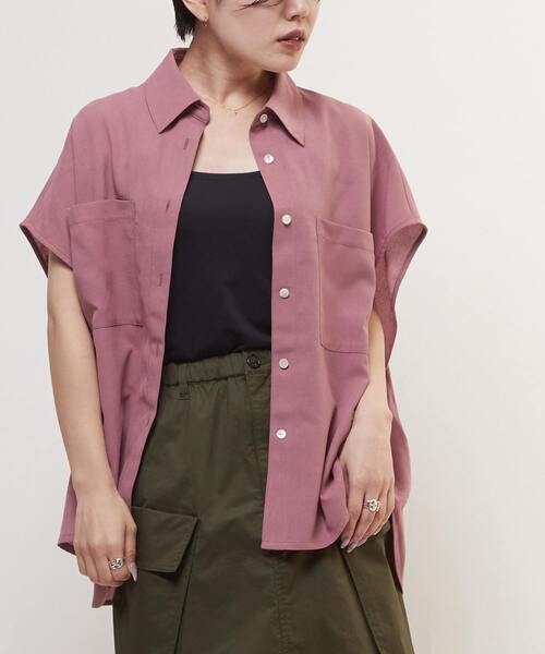 uvカット ブラウス シャツ LINEN LIKE BOXY SHIRT レディースの画像