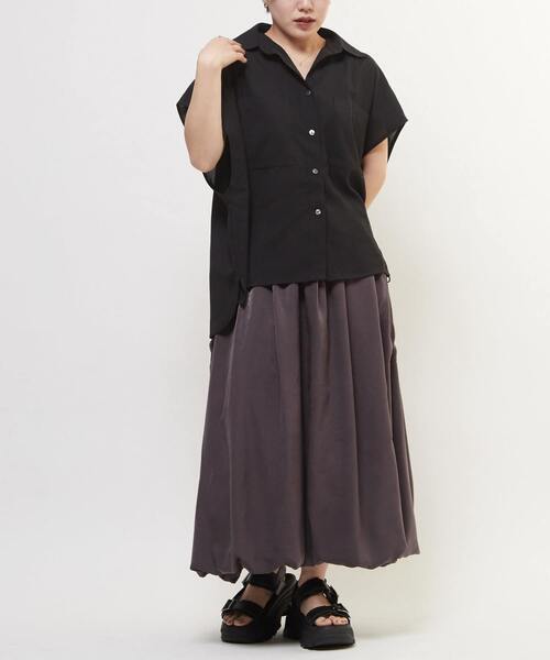 uvカット ブラウス シャツ LINEN LIKE BOXY SHIRT レディースの画像