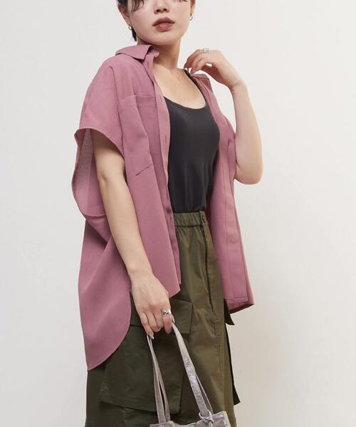 uvカット ブラウス シャツ LINEN LIKE BOXY SHIRT レディースの画像