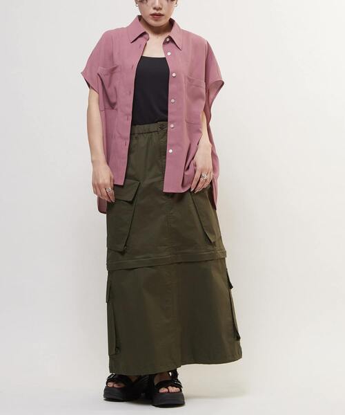 uvカット ブラウス シャツ LINEN LIKE BOXY SHIRT レディースの画像