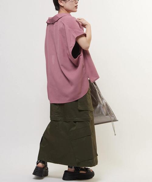 uvカット ブラウス シャツ LINEN LIKE BOXY SHIRT レディースの画像