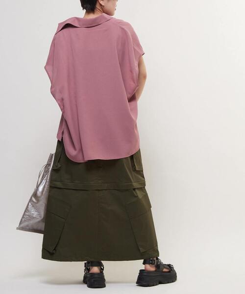 uvカット ブラウス シャツ LINEN LIKE BOXY SHIRT レディースの画像