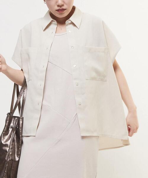 uvカット ブラウス シャツ LINEN LIKE BOXY SHIRT レディースの画像