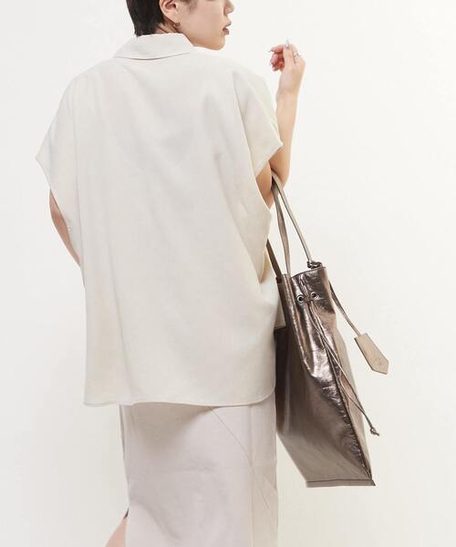 uvカット ブラウス シャツ LINEN LIKE BOXY SHIRT レディースの画像