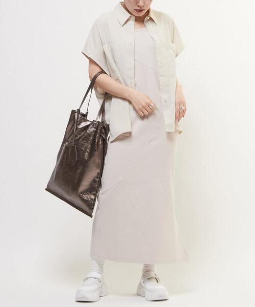 uvカット ブラウス シャツ LINEN LIKE BOXY SHIRT レディースの画像