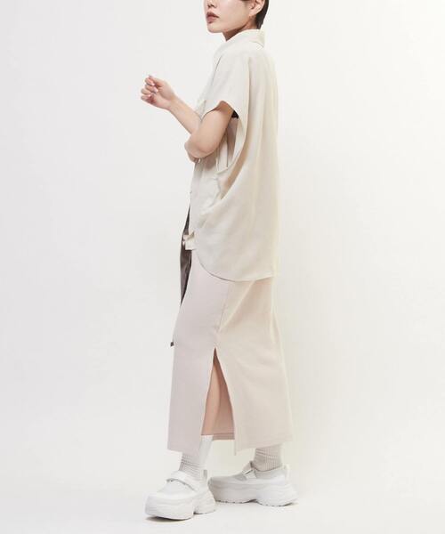 uvカット ブラウス シャツ LINEN LIKE BOXY SHIRT レディースの画像
