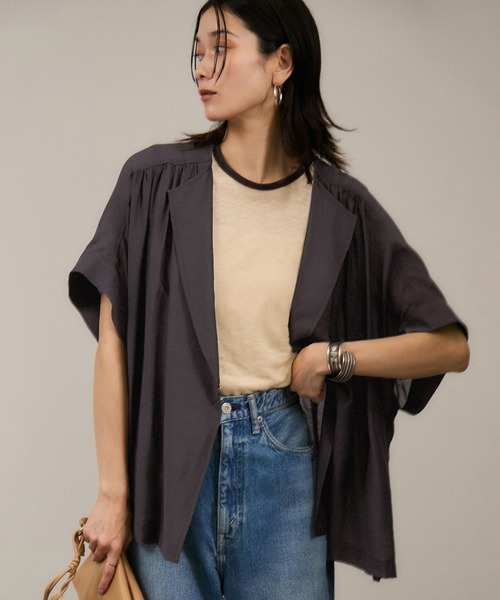 み〜しゃんsovシフォンブラック Sov. ブラウス シャツ クルミボタン