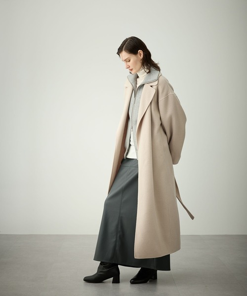 「N.O.R.C」 チェスターコート L グレイッシュベージュ レディース_画像6