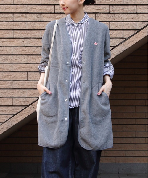 Danton（ダントン） ノーカラーコート 38 ダークグレー レディース