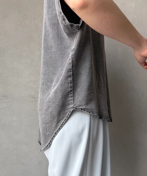 DouDou ブラウス シャツ 「WEB限定」バックボタンリヨセルデニム