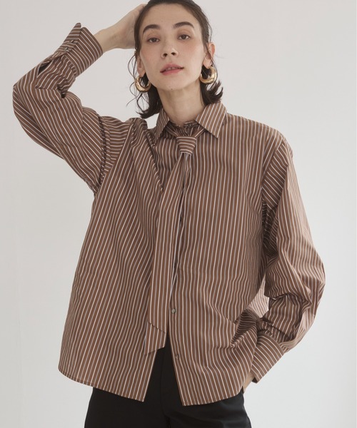 ANGIE ブラウス シャツ 「2WAY」タイ付き オーバーサイズ シャツ