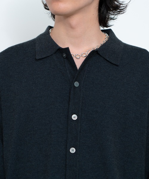【SINSS】　ニットポロカーディガン　ブラウン　M SINSS（シンス）の「Knit polo cardigan / ニットポロ